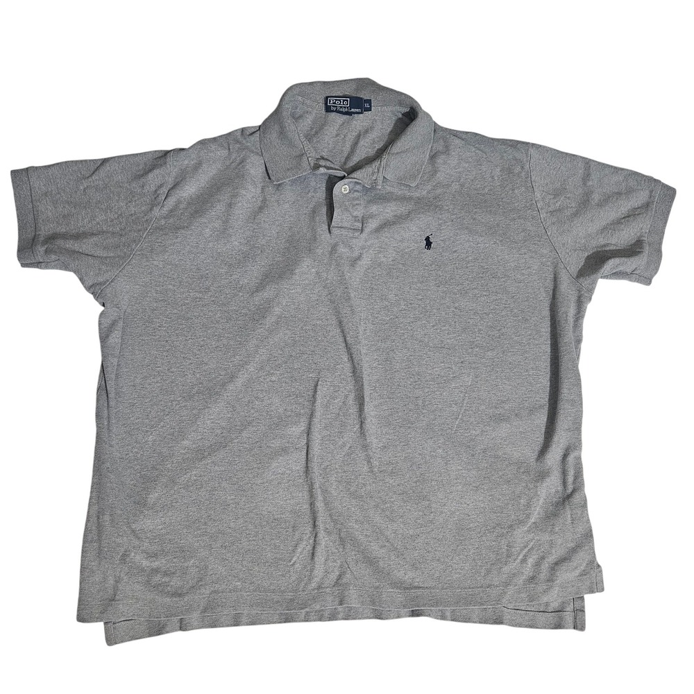 Polo Ralph Lauren Mens XL Gray Short Sleeve Pique Polo Shirt Blue Pony Logo